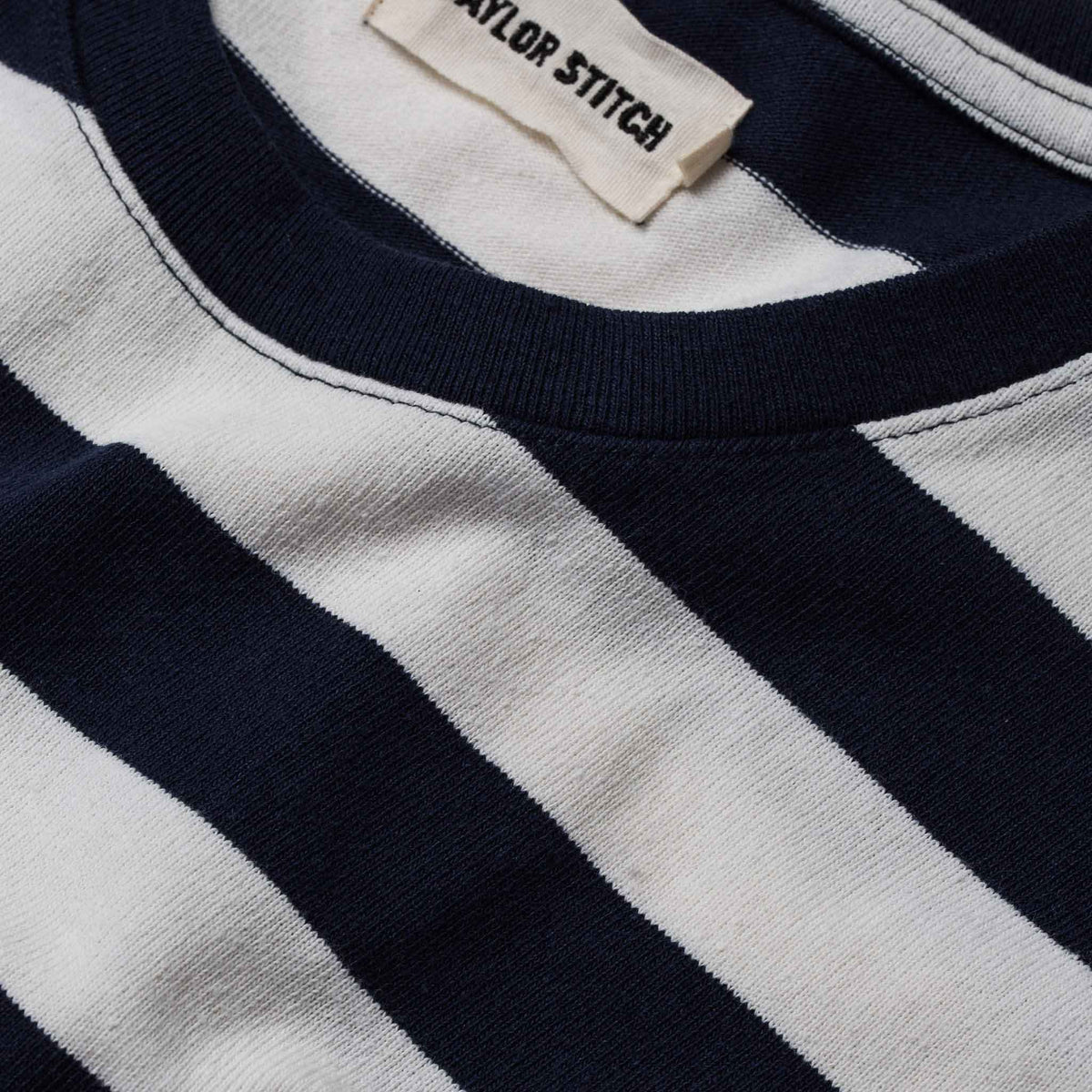 The Heavy Bag Tee in Natural & Navy Rugby Stripe