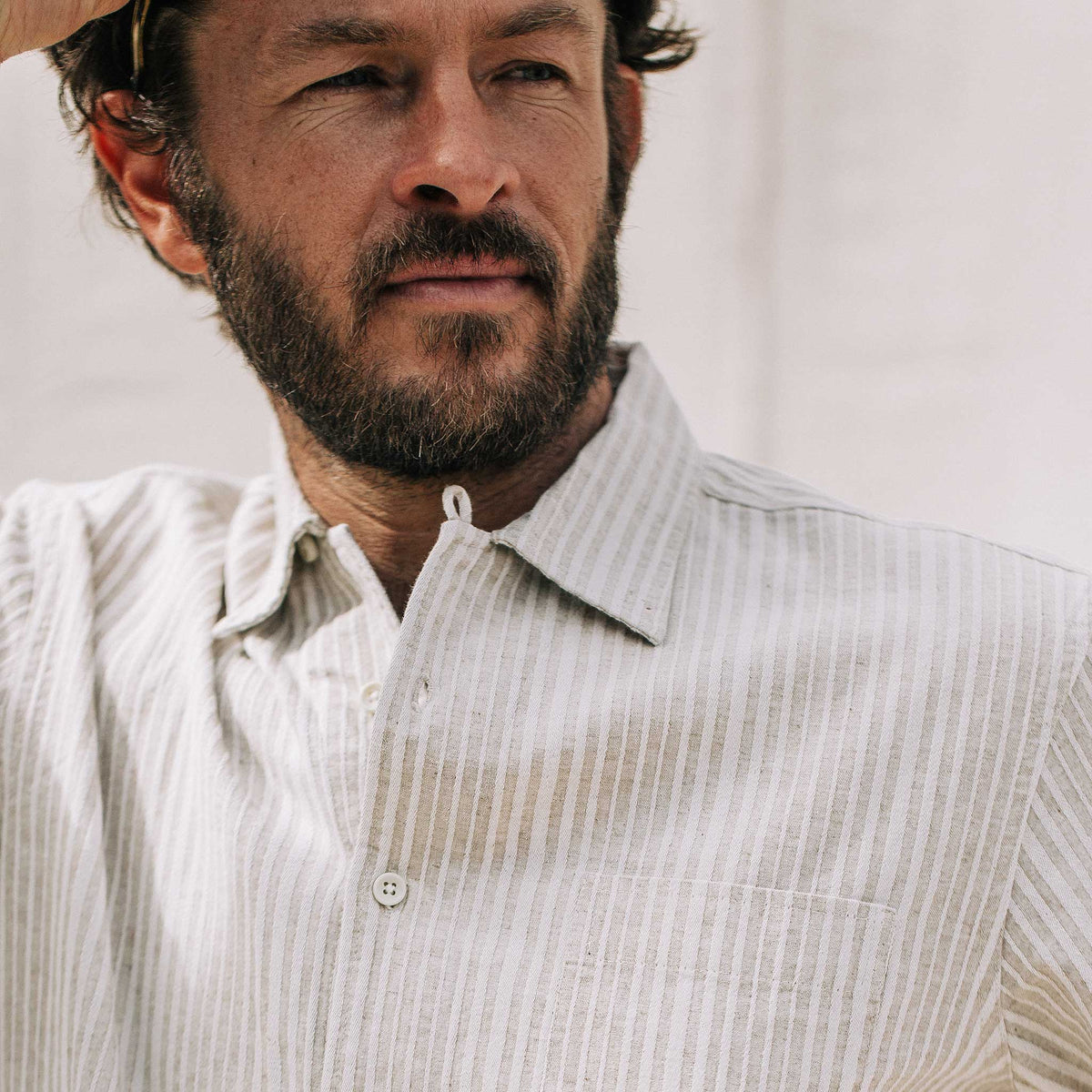The Short Sleeve Hawthorne in Natural Stripe