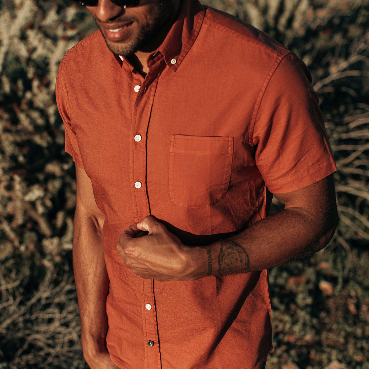 The Short Sleeve Jack in Terracotta Oxford