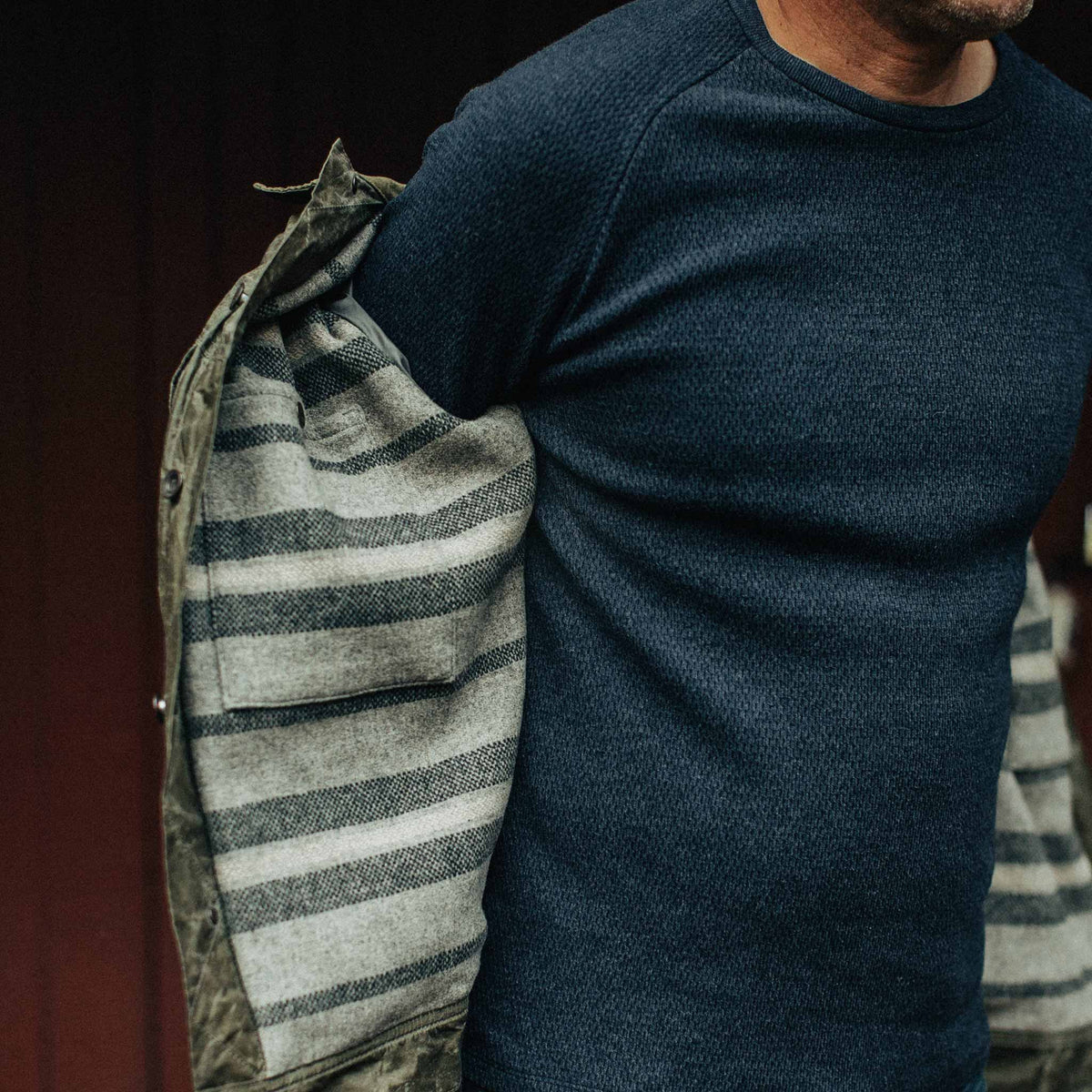 The Heavy Bag Waffle Long Sleeve in Navy