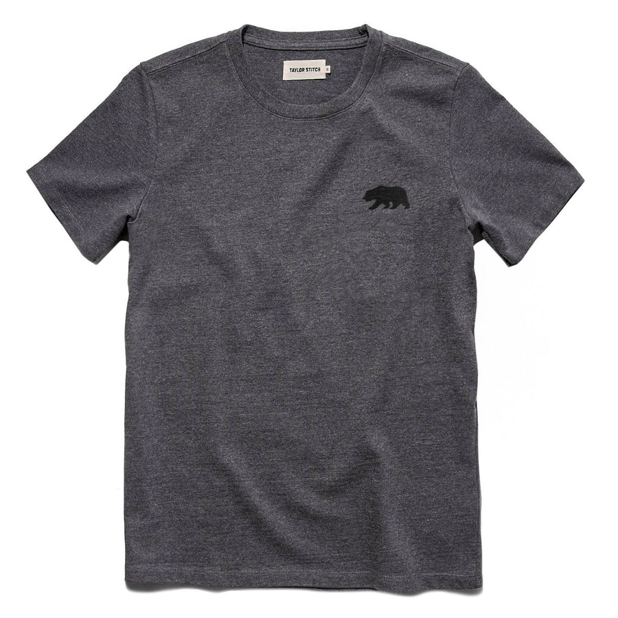 The Embroidered Heavy Bag Tee in Grey Bear