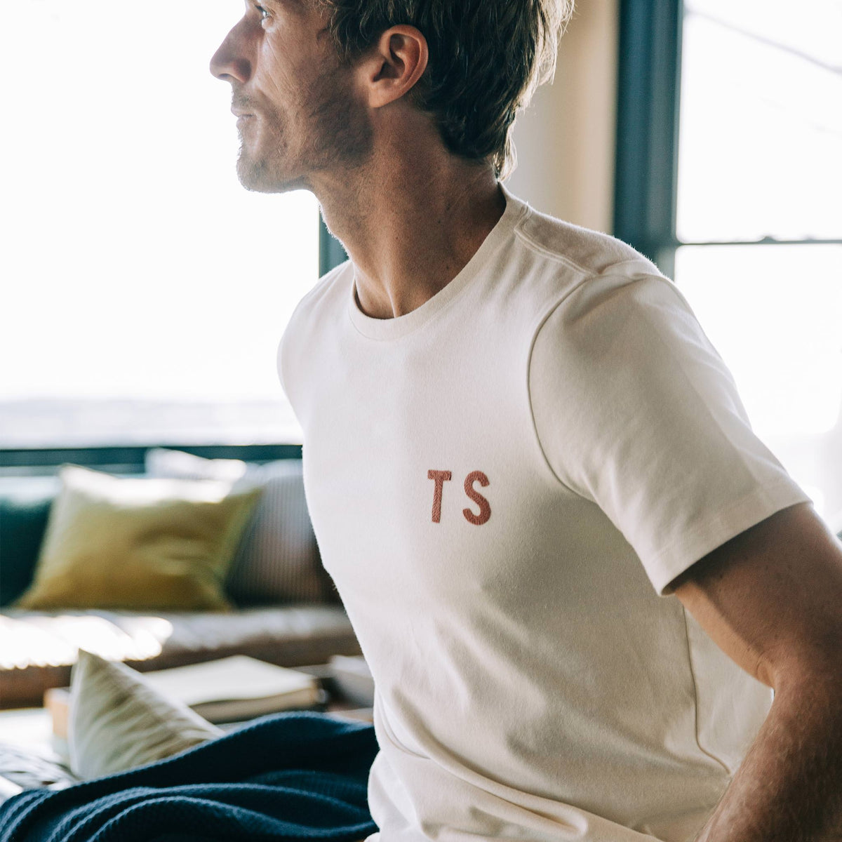 The Embroidered Heavy Bag Tee in Natural TS