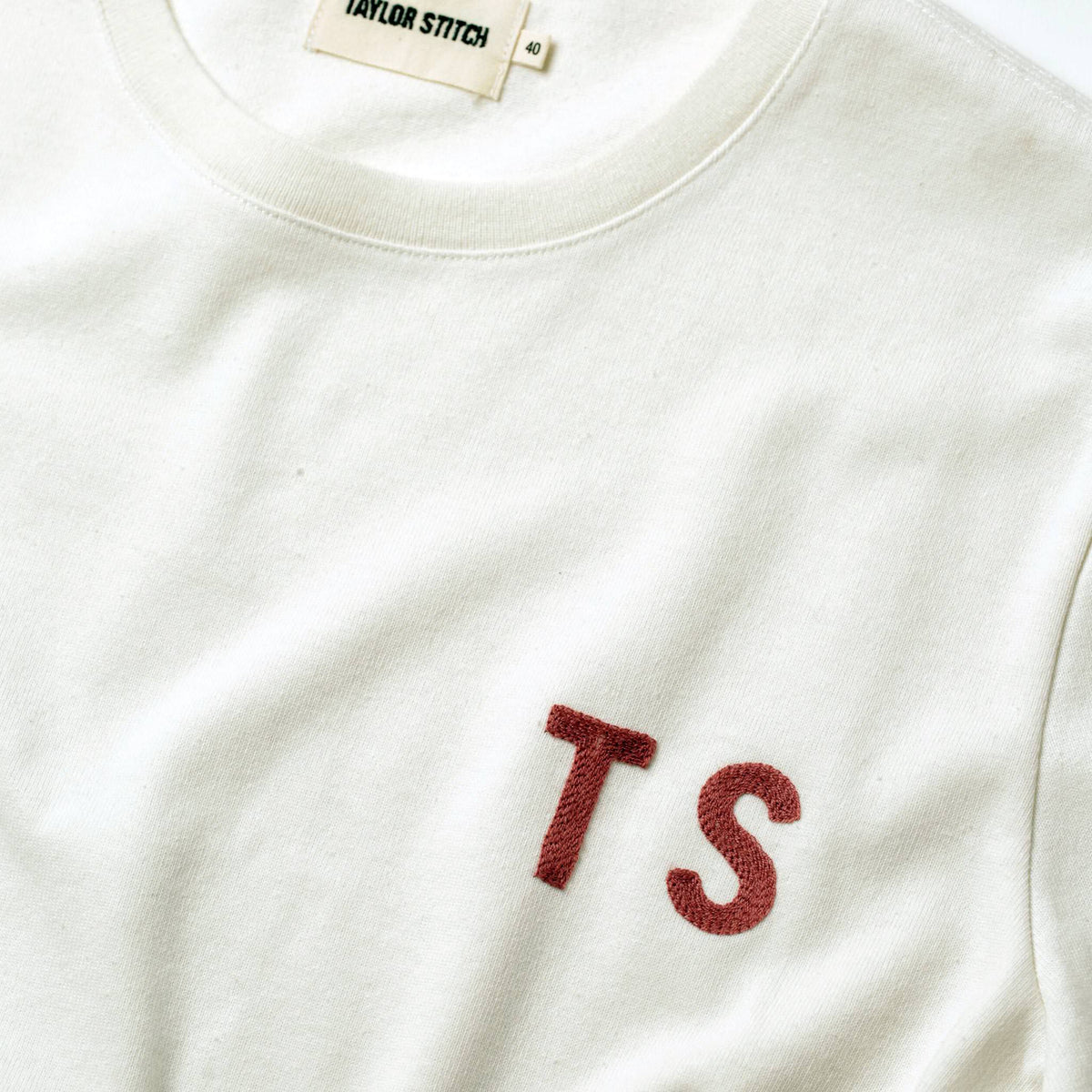 The Embroidered Heavy Bag Tee in Natural TS