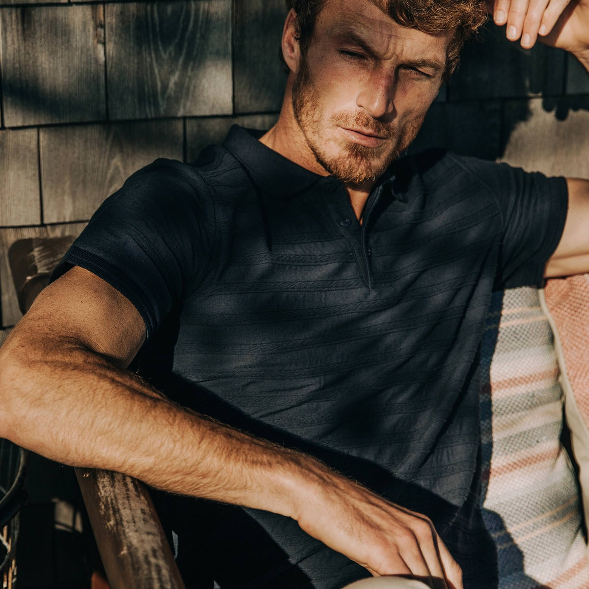 The Polo in Dark Navy Jacquard