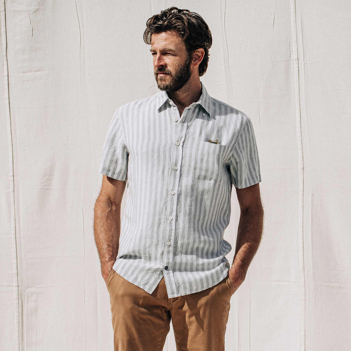 The Short Sleeve California in Grey Stripe