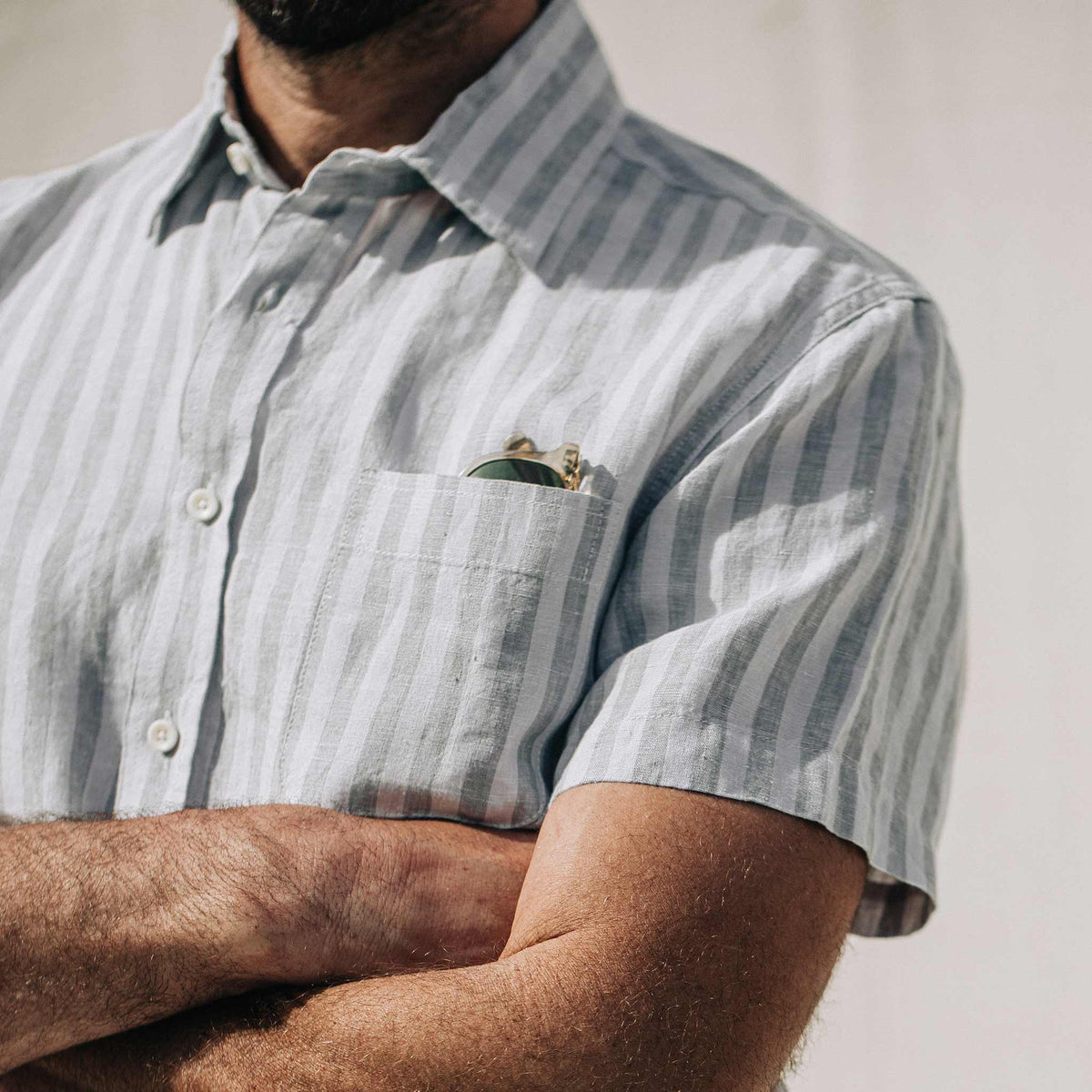 The Short Sleeve California in Grey Stripe
