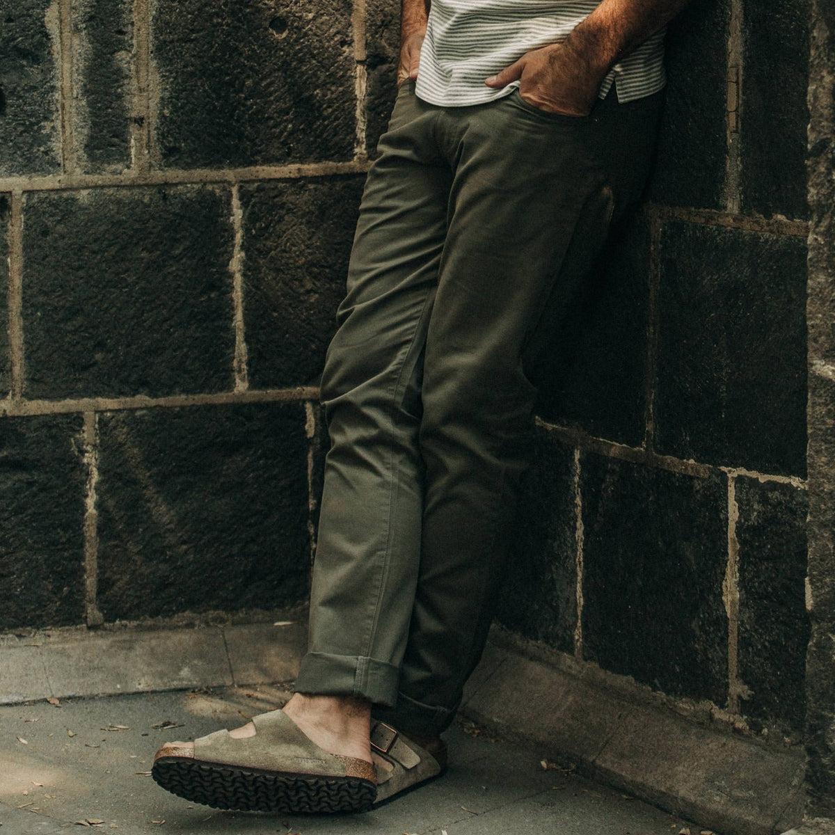 The Democratic All Day Pant in Olive Bedford Cord