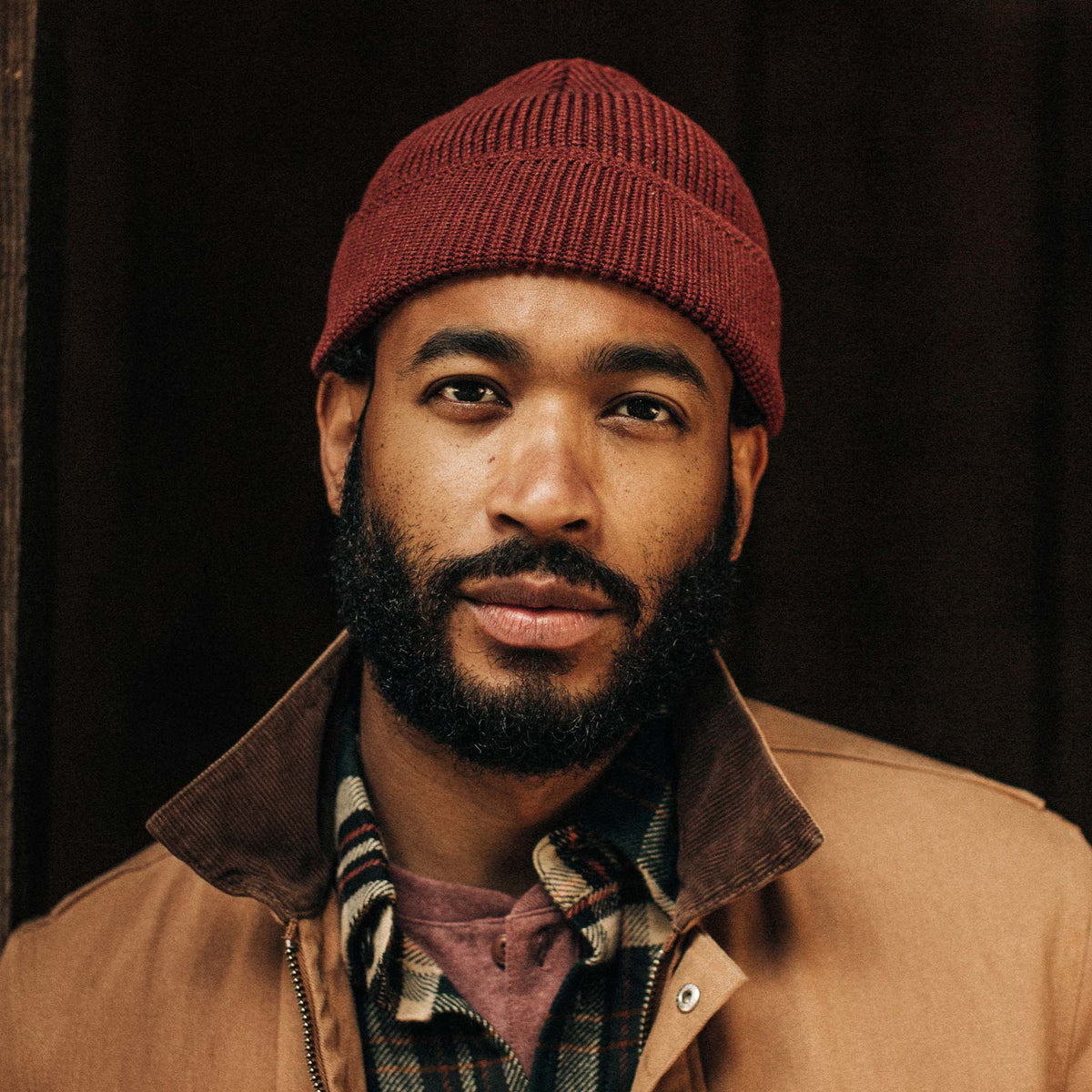 The Rib Beanie in Burgundy Heather