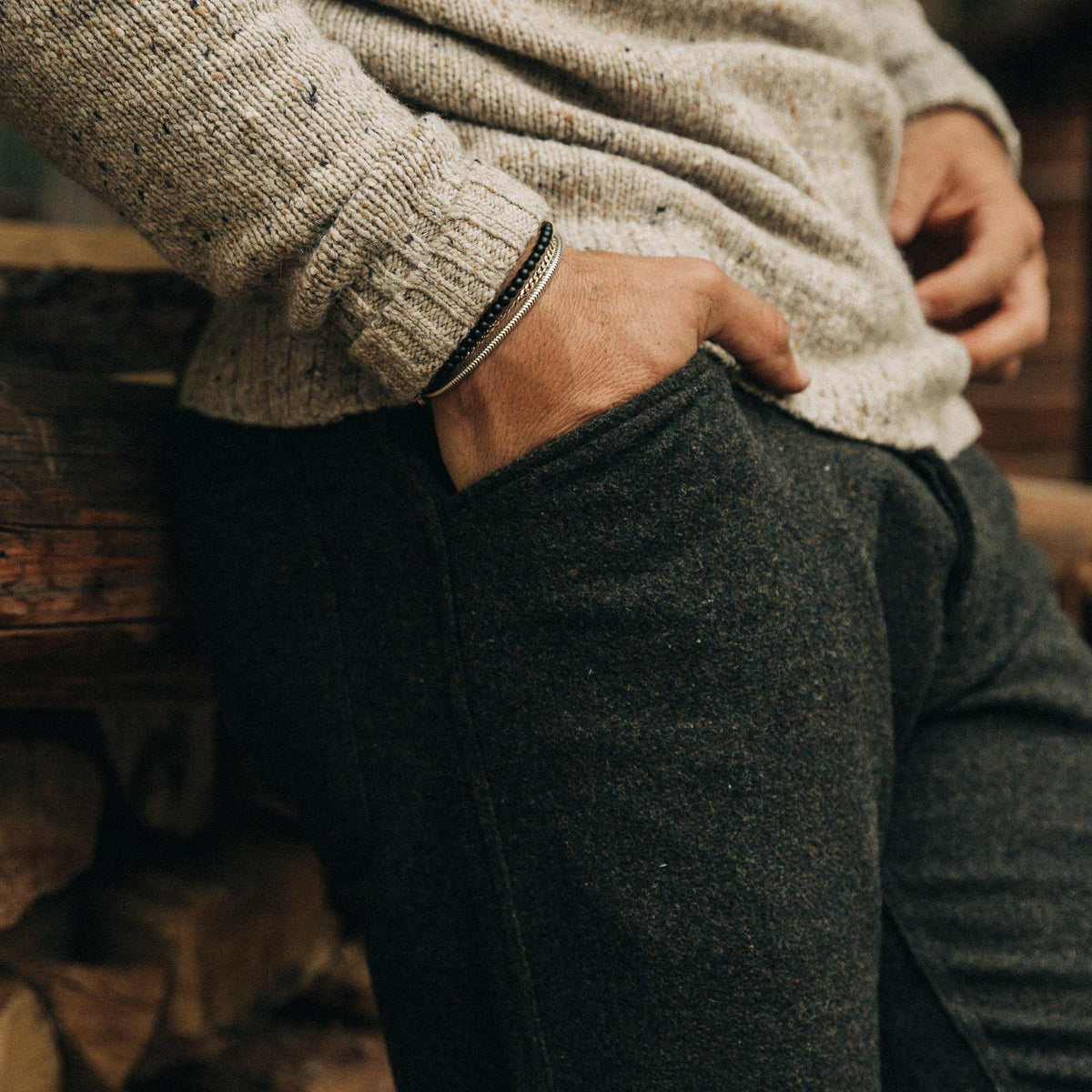 The Camp Pant in Dark Moss Wool