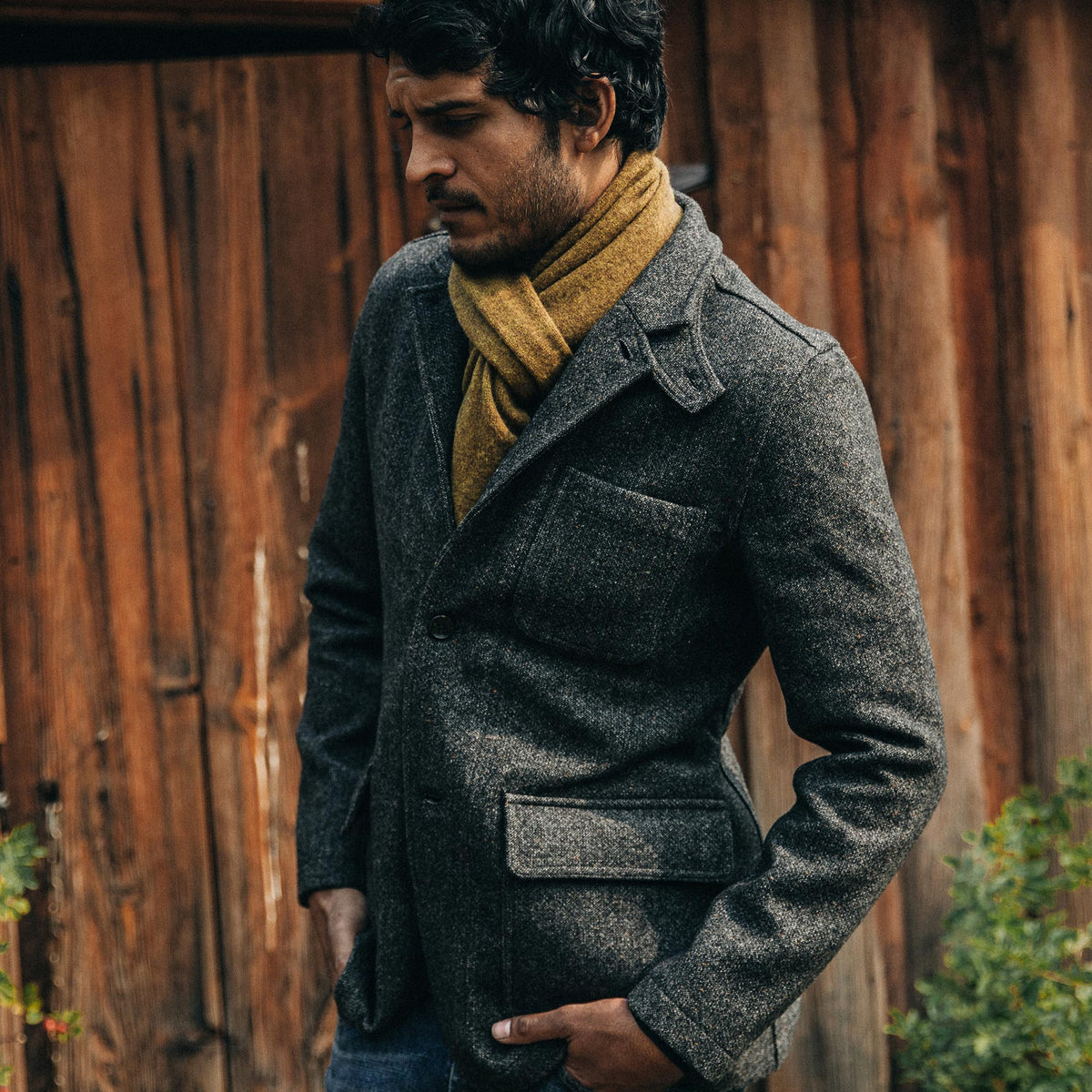 The Gibson Jacket in Charcoal Birdseye Wool