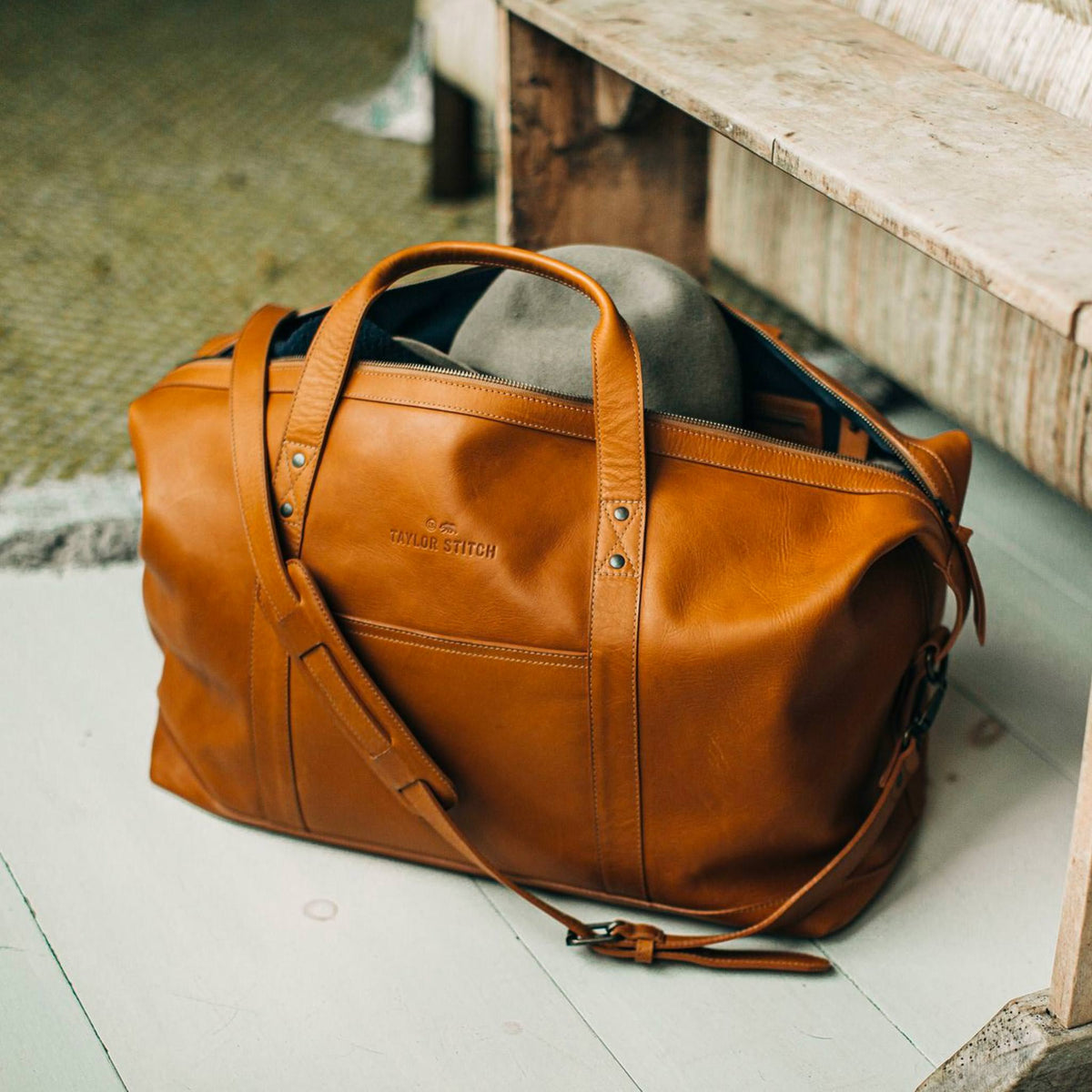 The Weekender Duffle Bag in Saddle Tan