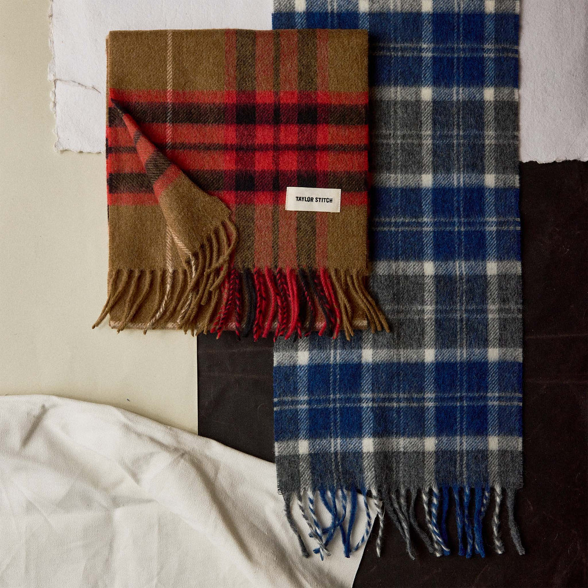 The Fireside Scarf in Blue Check Merino