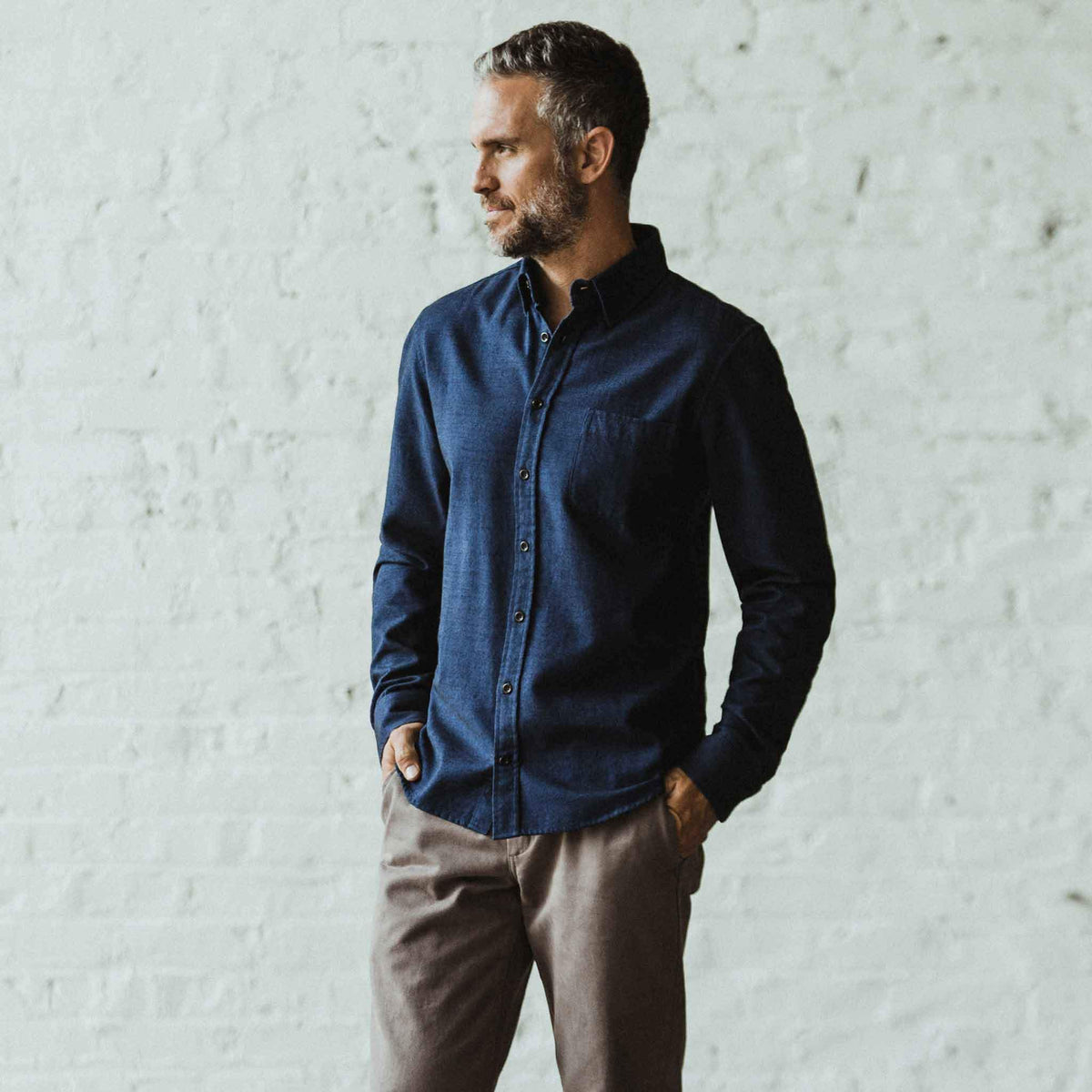 The Jack in Brushed Navy Oxford