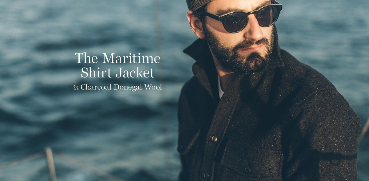 The Maritime Shirt Jacket in Charcoal Donegal Wool