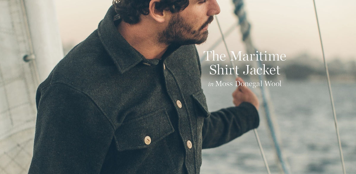 The Maritime Shirt Jacket in Moss Donegal Wool