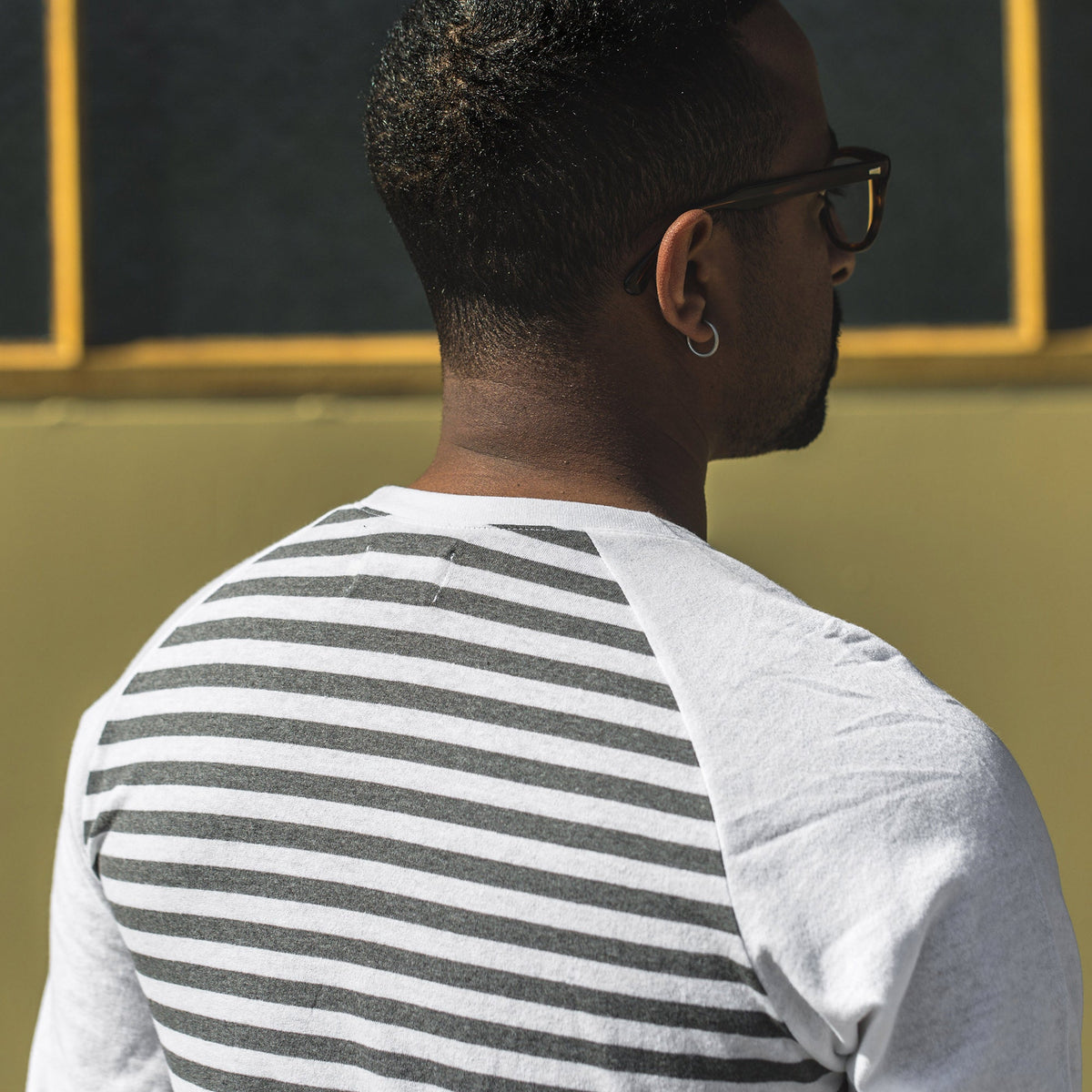 The Triblend Long Sleeve in Charcoal Stripe