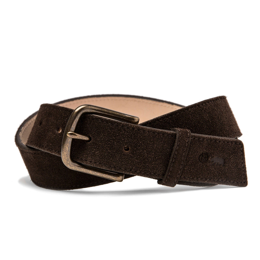 The Stitched Belt in Weatherproof Chocolate Suede