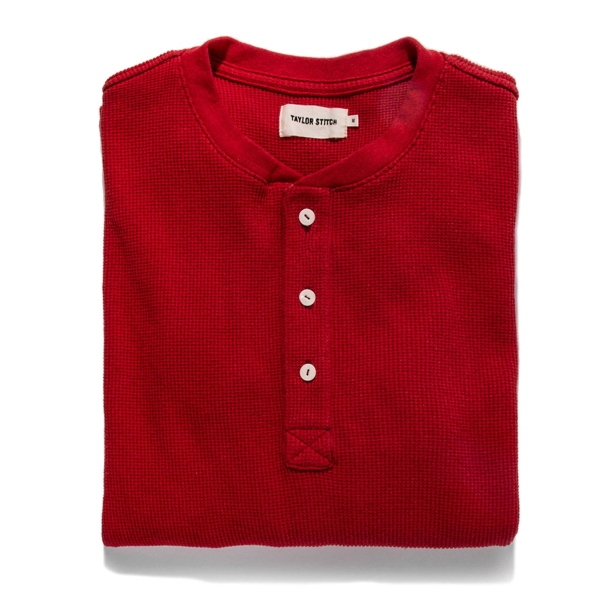 The Heavy Bag Waffle Henley in Cardinal