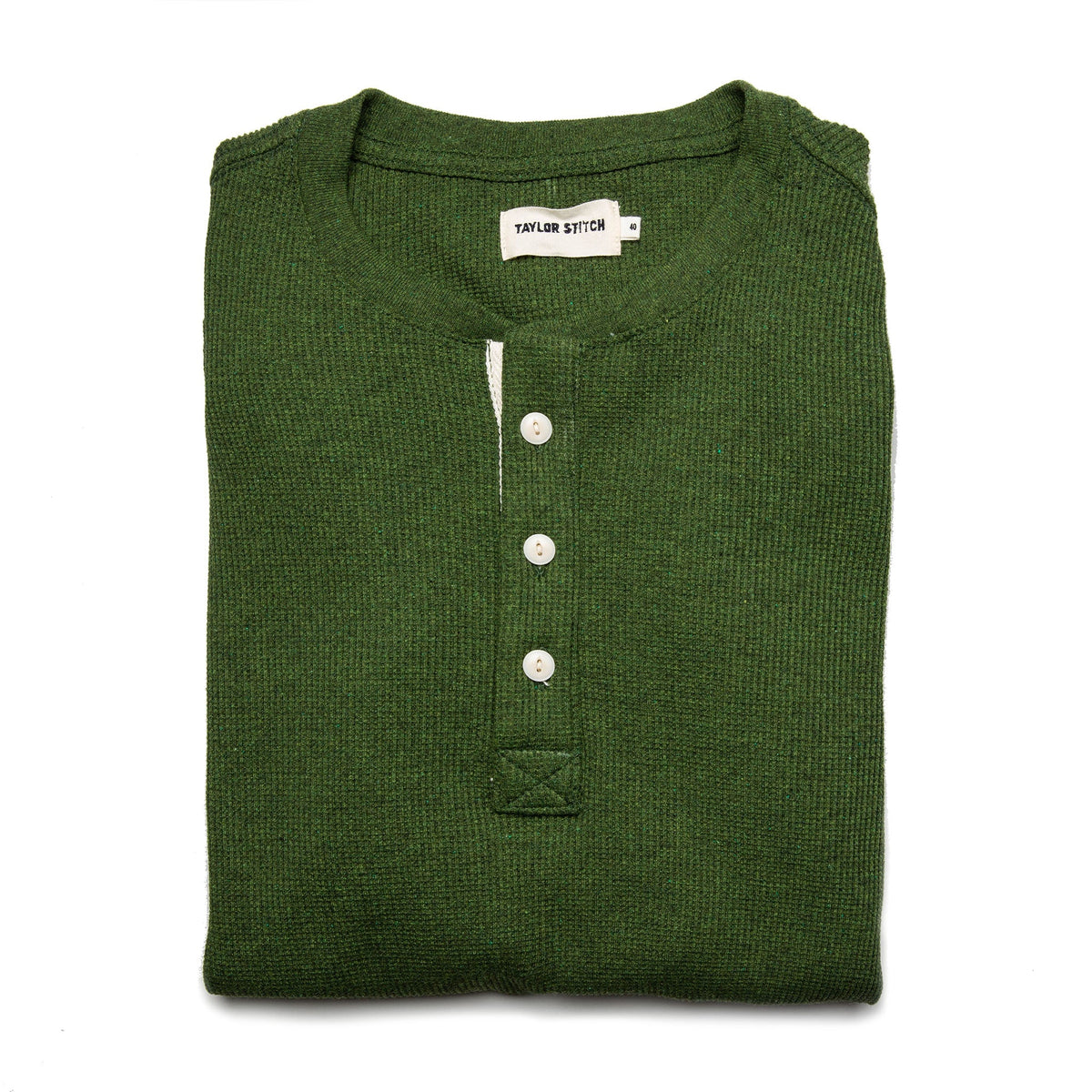 The Heavy Bag Waffle Henley in Heather Olive