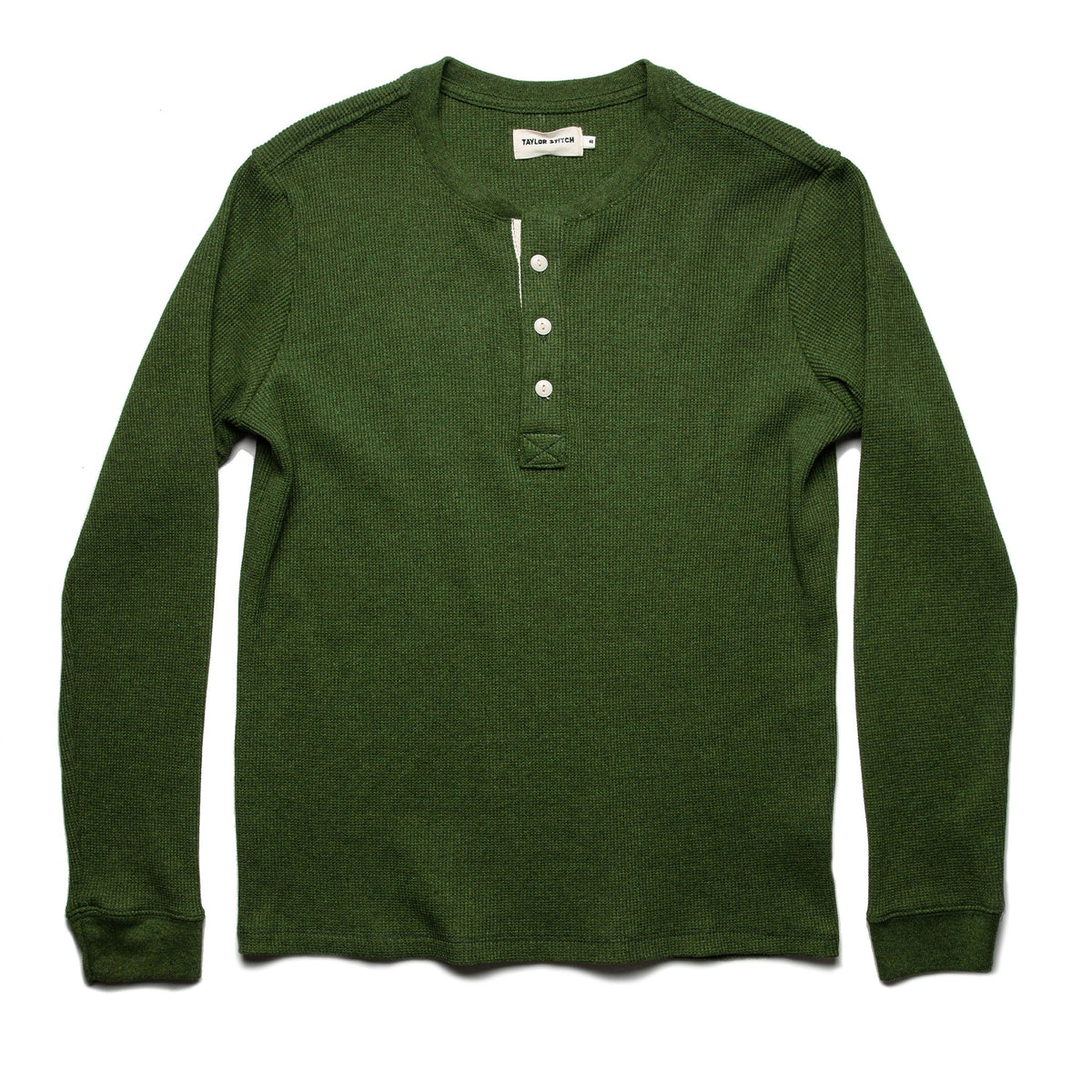 The Heavy Bag Waffle Henley in Heather Olive