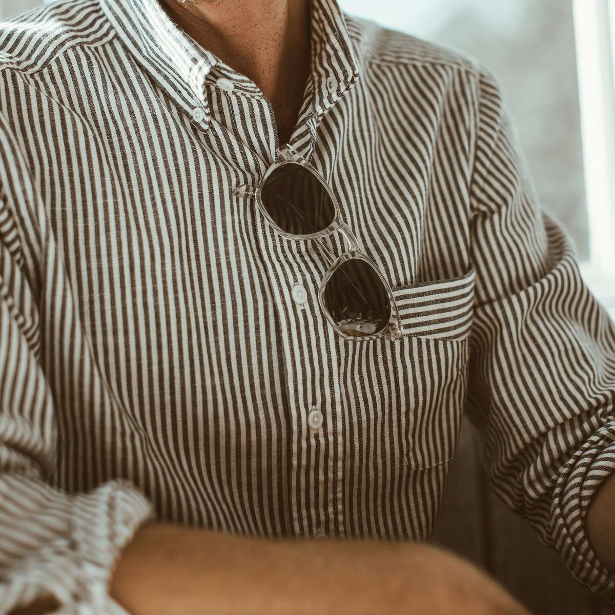 The Jack in Natural Striped Chambray