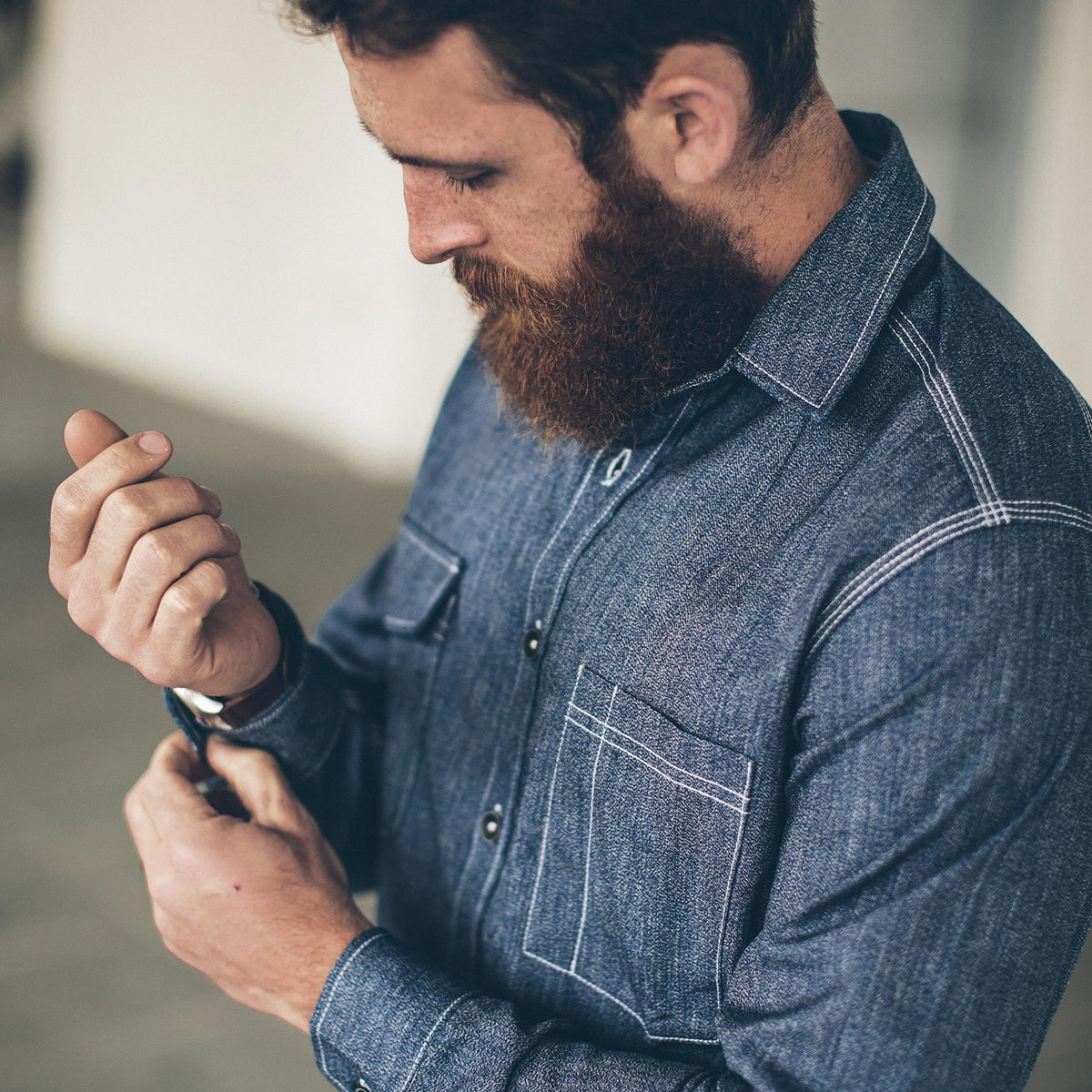The Utility Shirt in Indigo Salt & Pepper Chambray