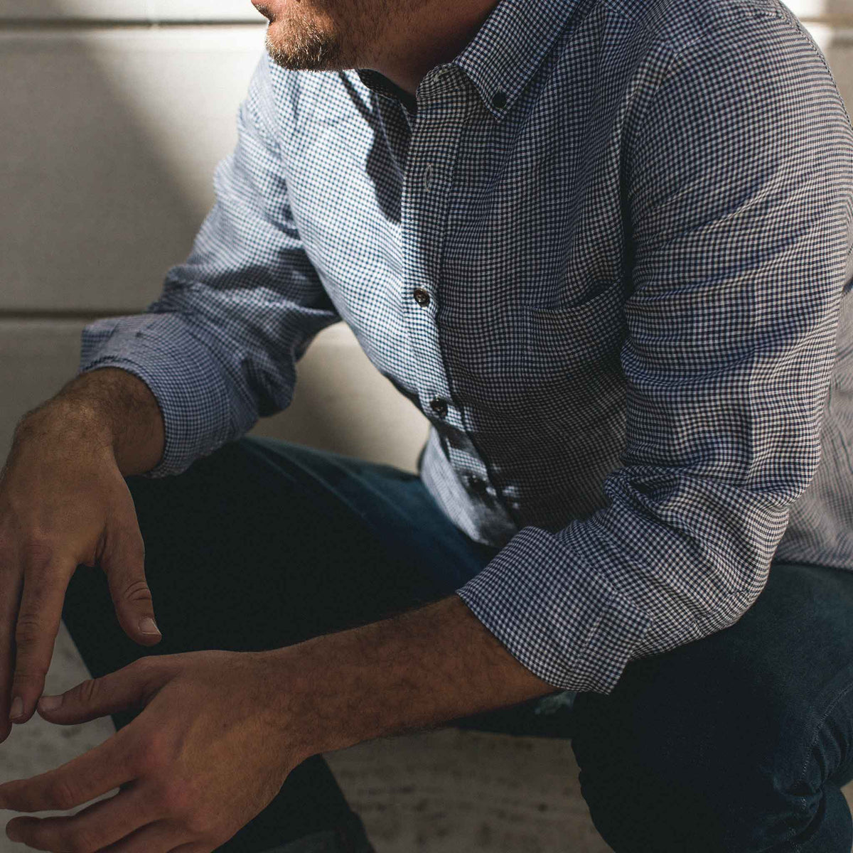 The Jack in Navy Mini Gingham Linen