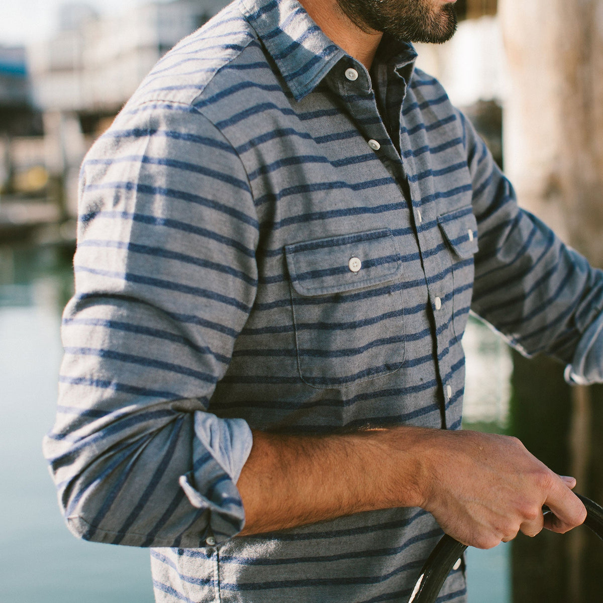 The California in Ash & Navy Stripe