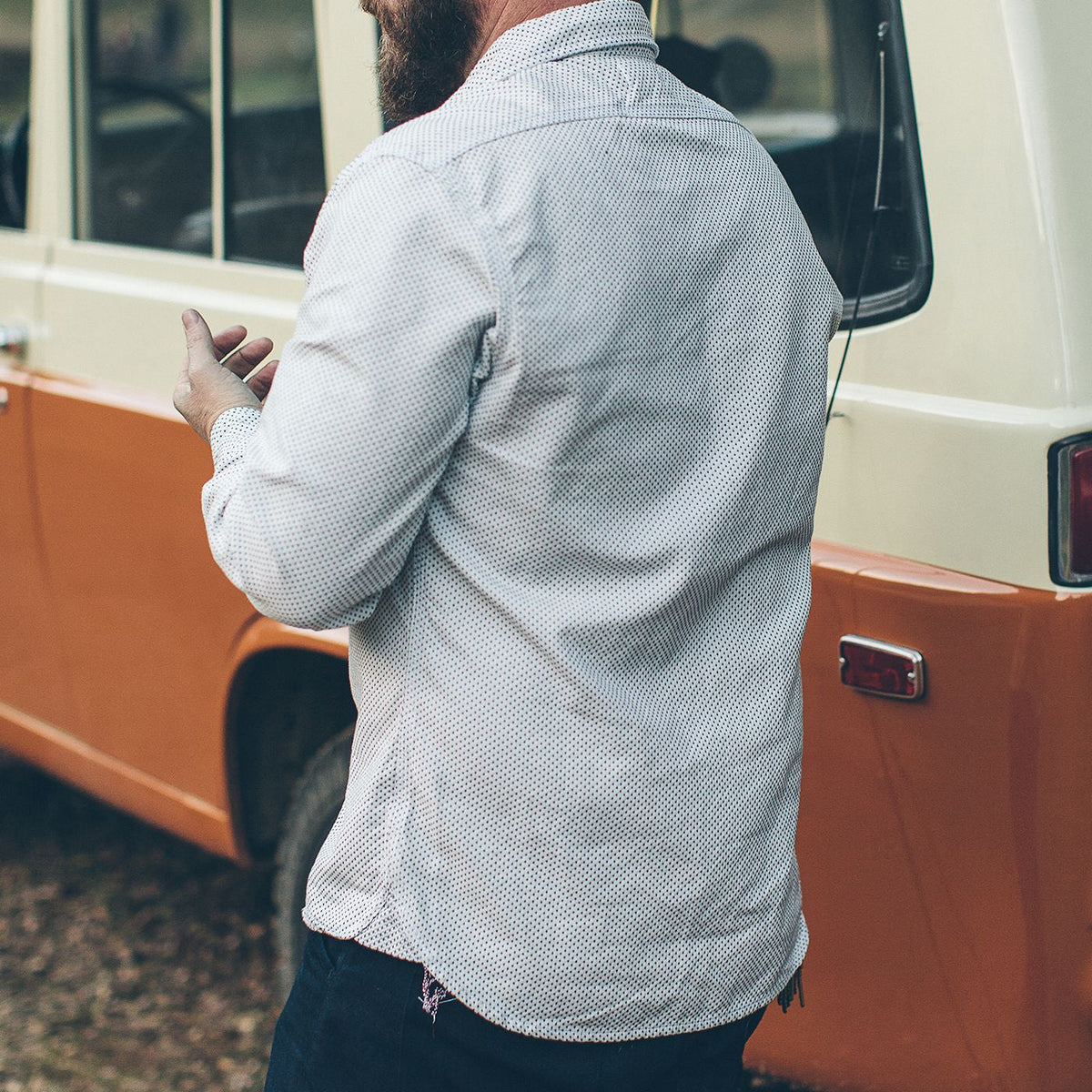 The Utility Shirt in Natural Cross Jacquard
