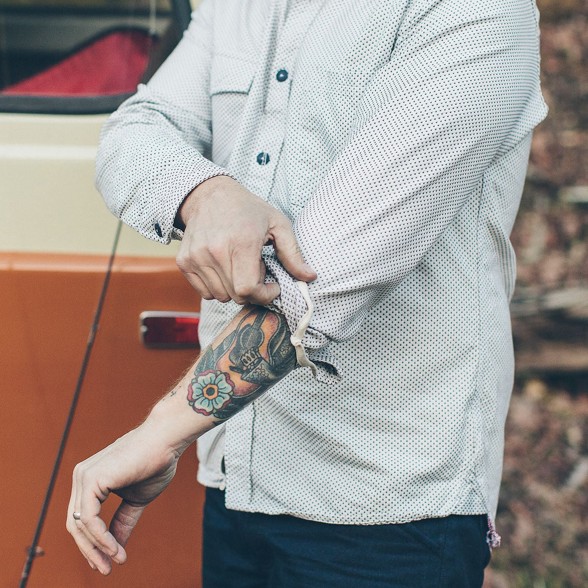 The Utility Shirt in Natural Cross Jacquard