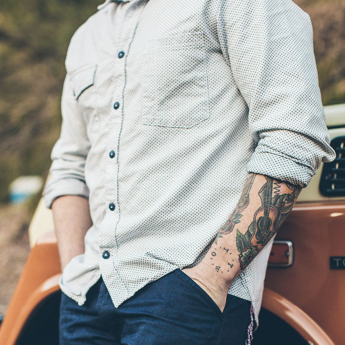 The Utility Shirt in Natural Cross Jacquard