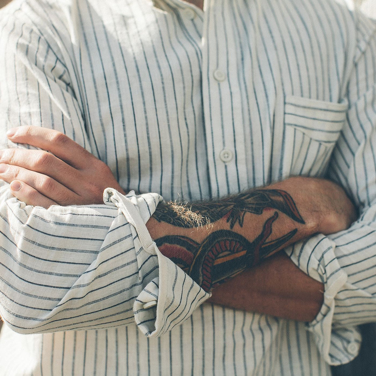 The Popover in Indigo Variegated Stripe