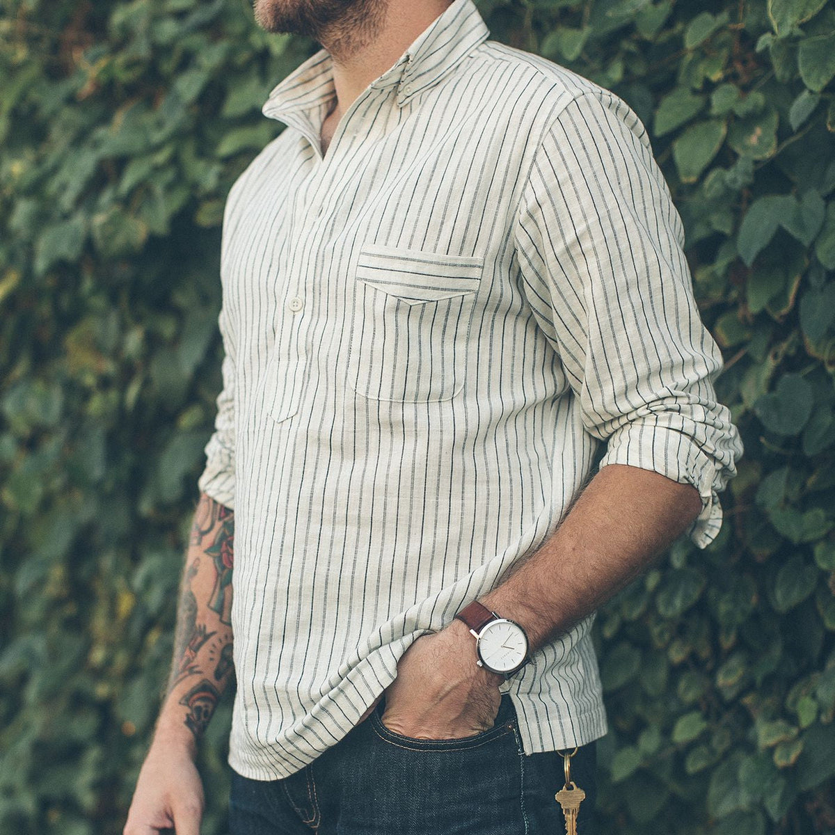The Popover in Indigo Variegated Stripe