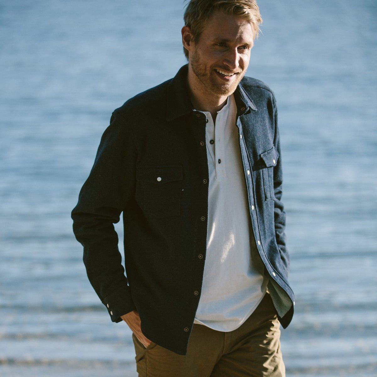 The Glacier Shirt in Indigo French Terry