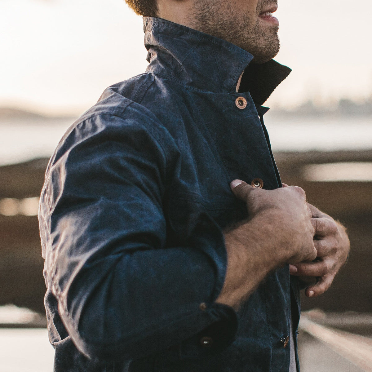 The Long Haul Jacket in Navy Waxed Canvas