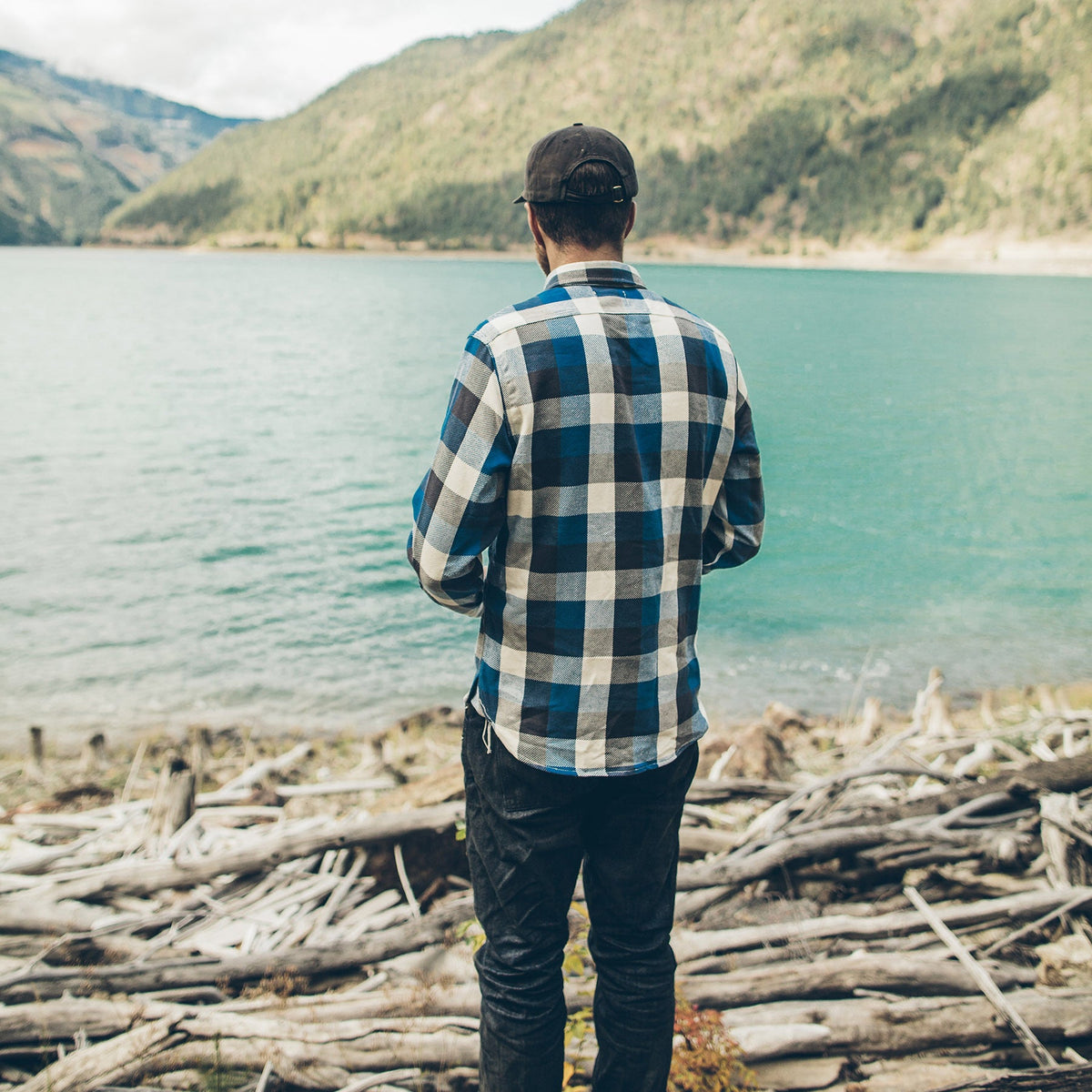 The Moto Utility Shirt in Blue Buffalo Plaid