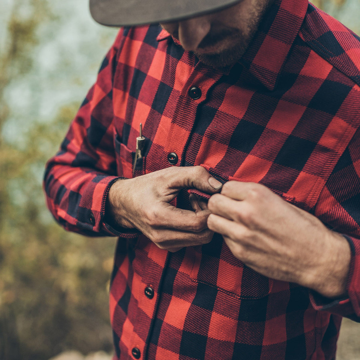 The Moto Utility Shirt in Red Buffalo Plaid