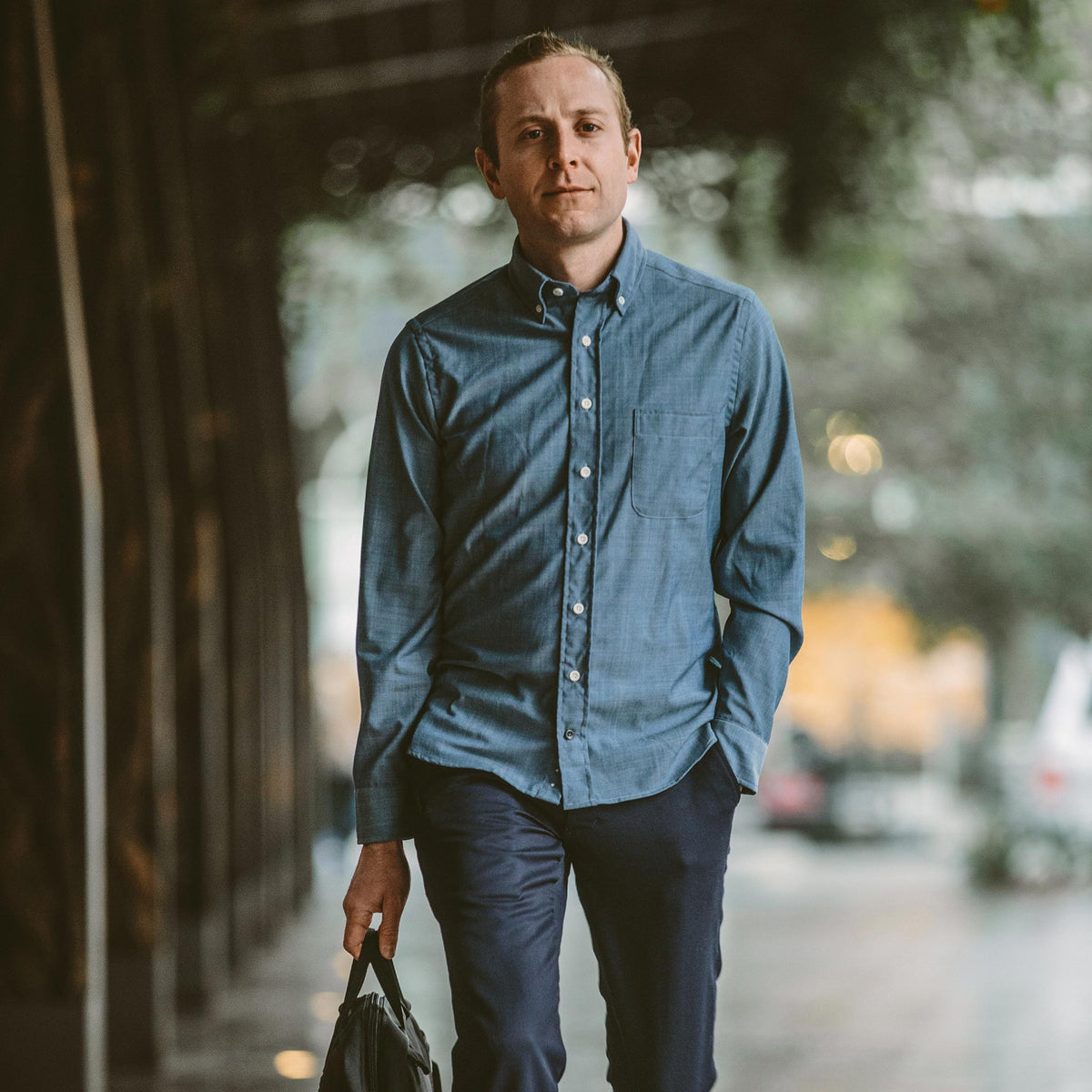 The Merino Jack in Sky Blue Chambray
