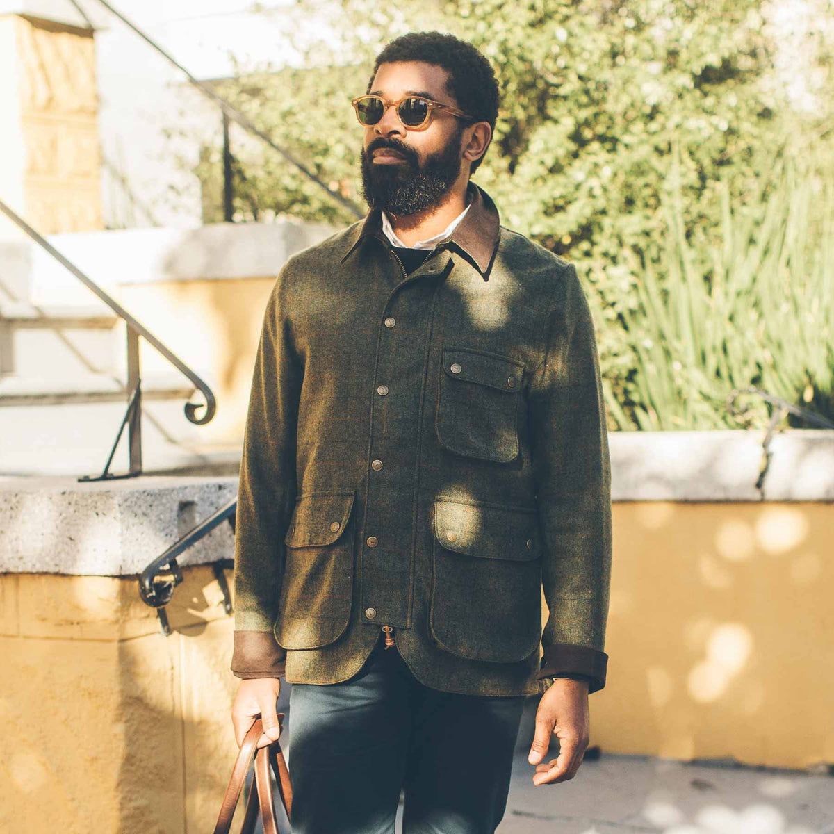The Rover Jacket in Olive Plaid Waxed Wool