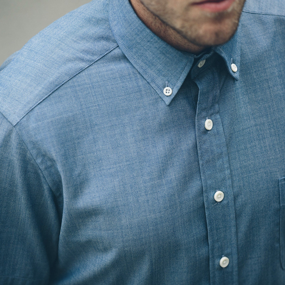 The Short Sleeve Jack in Sky Blue Chambray