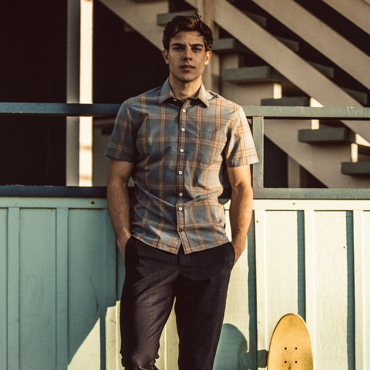 The Short Sleeve California in Melange Plaid