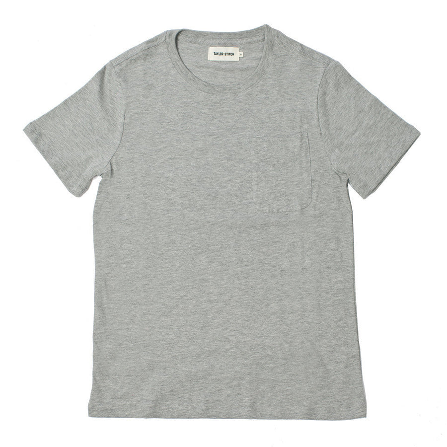 The Crewneck Pocket Tee in Heather Grey
