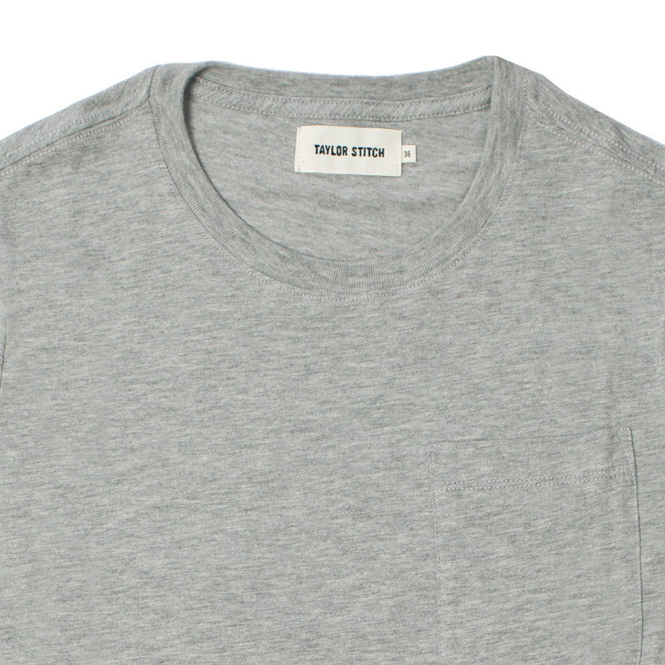 The Crewneck Pocket Tee in Heather Grey