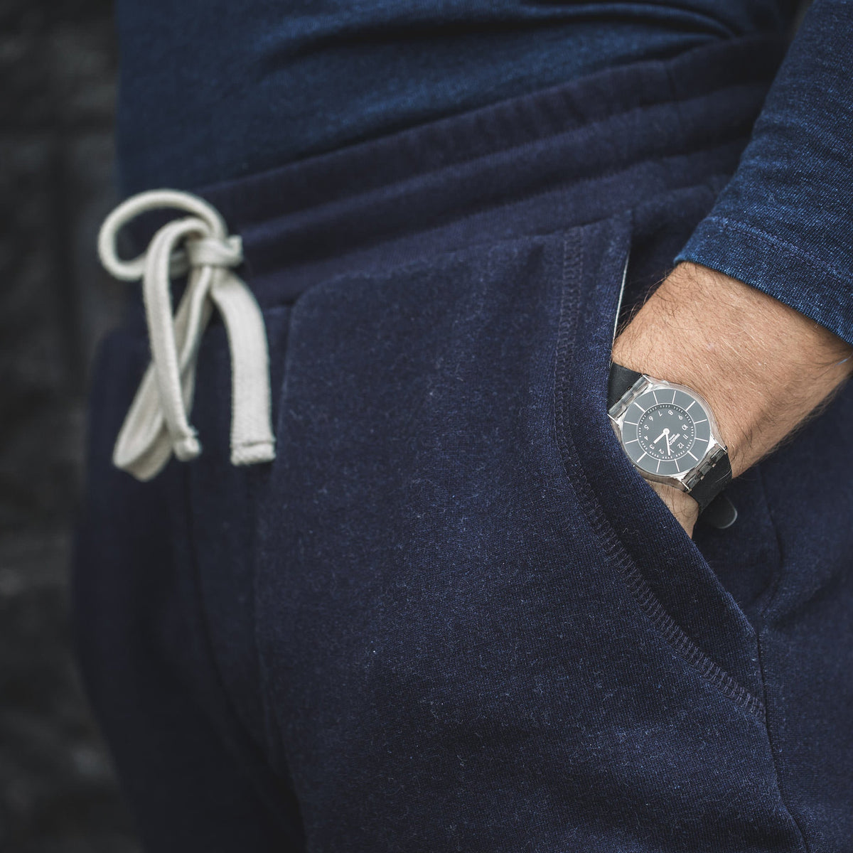 The Travel Pant in Indigo Fleece