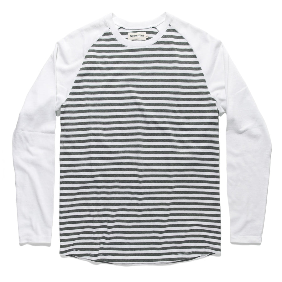 The Triblend Long Sleeve in Charcoal Stripe