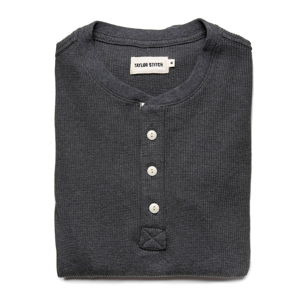 The Heavy Bag Waffle Henley in Heather Grey