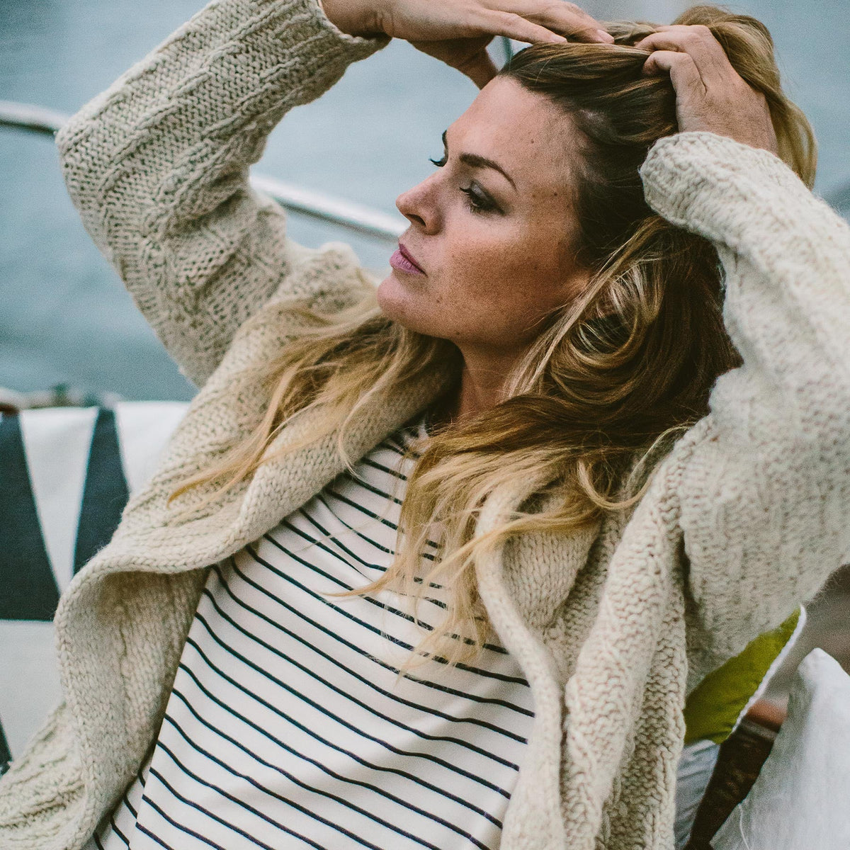 The Sausalito Dress in Forest Stripe Mercerized Merino