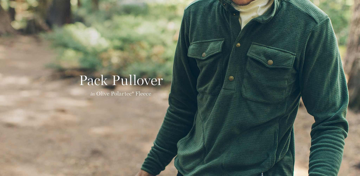 The Pack Pullover in Olive Polartec Fleece