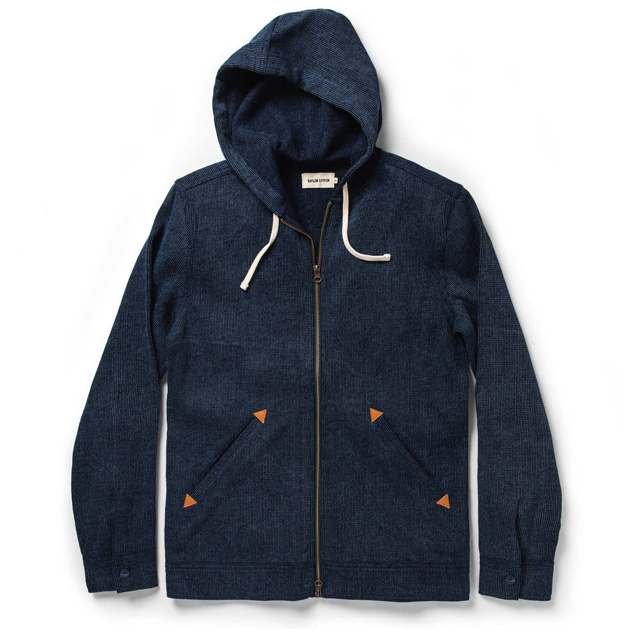The Après Hoodie in Indigo Waffle