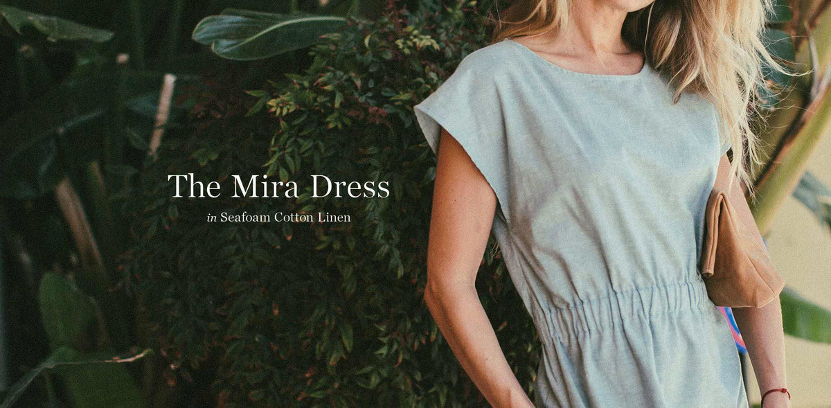 The Mira Dress in Seafoam Cotton Linen